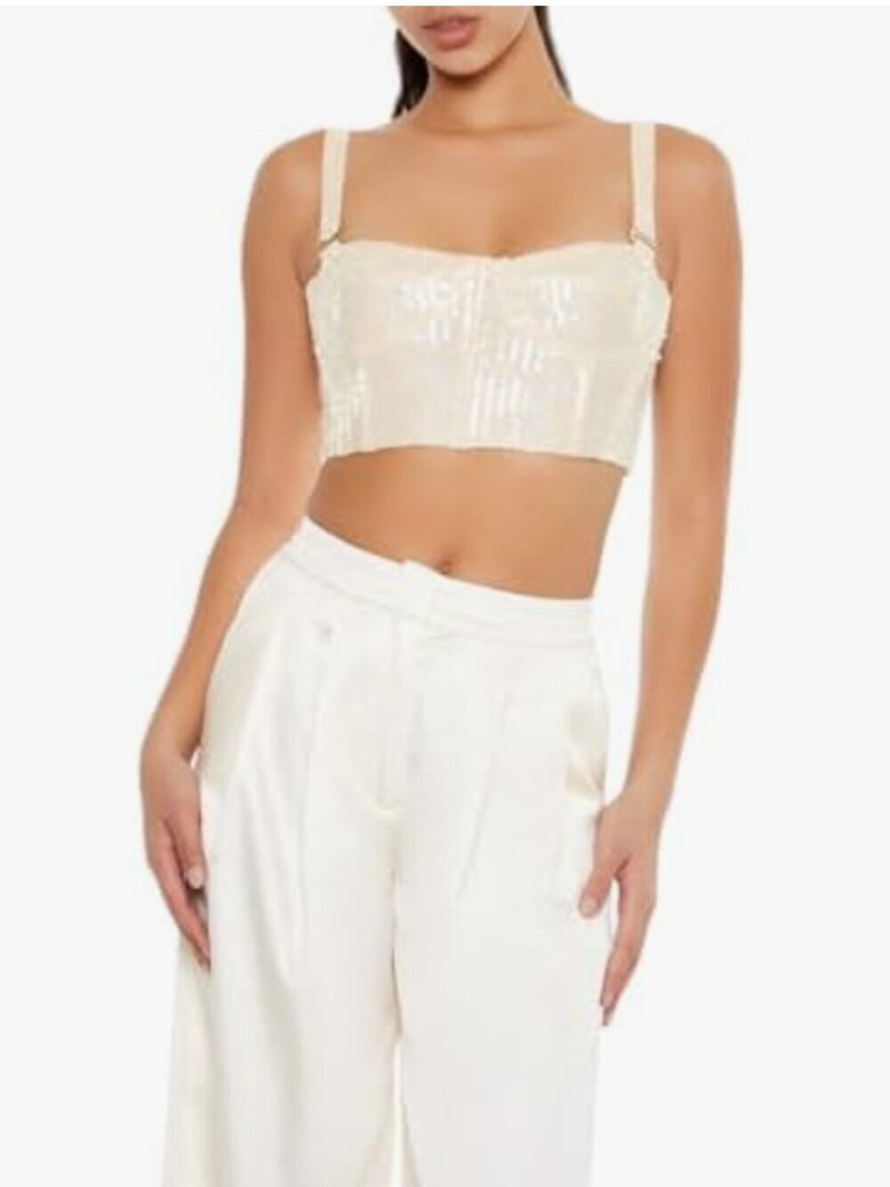 Forever 21 Sequin Bustier Cami Top Size Small Festival Party Sparkle Indie Glam - Picture 2 of 8